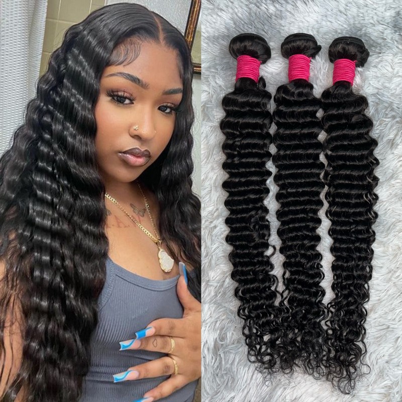Processed Deep Wave Curly Human Hair Bundles